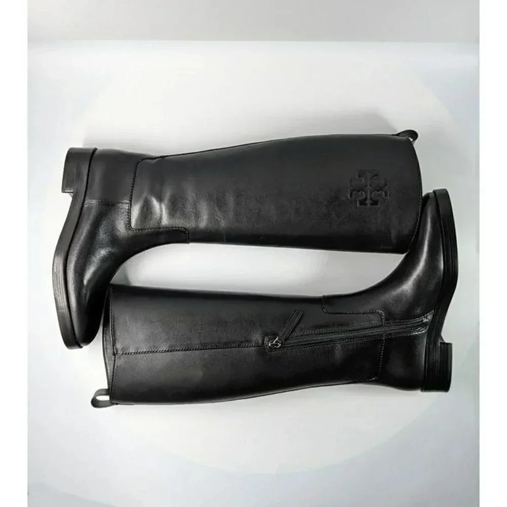 Tory Burch Women's The Riding Boot Milano Mezzo Calf Black Size 6 (MSRP $648)